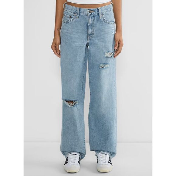Levis Premium Womens Baggy Dad Denim Jeans Light Blue Mid Rise Loose Relaxed - Picture 1 of 16